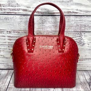 Bebe | Clarita Ostrich Dome Purse | Bag | Garnet